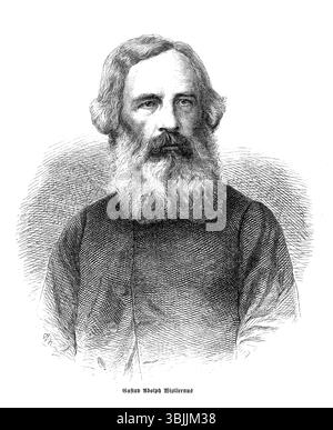 Wislicenus Gustav Adolf (1803–1875), deutscher evangelischer Theologe Führer der Freien Gemeinden deutscher Rationalisten, Holzschnitt von 1864 Stockfoto
