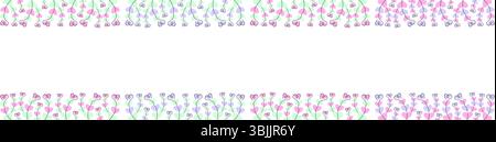 Hand gezeichnet Herzform Zweige Oberer und Unterer Rahmen Rahmen Frühling Feiertage Kopierraum Vorlage Bundle. Isolierte Vektor-Illustrationen, die Frühlingsgrußkarten wie Ostern oder Muttertag erstellen Stock Vektor