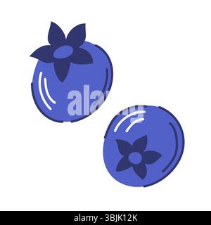 Frucht Blaubeere in flachem Stil isoliert auf weißem Hintergrund. Stock Vektor