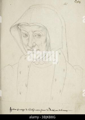 Porträt von Elisabeth von Culembourg, Gräfin von Hoogstraten, gemalt von Jacques Le Boucq um 1570. Dieses Werk ist Teil der Sammlung von Porträts aus dem 16. Jahrhundert. Stockfoto