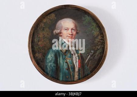 Dieses Gemälde von Peter Adolf Hall (1739–1793) zeigt Louis Charles Auguste de Breteuil (1730–1807), einen französischen Baron und Diplomaten. Das Porträt zeigt seine formale Kleidung und würdevolle Pose, die seinen edlen Status und seine Karriere in der Diplomatie im 18. Jahrhundert widerspiegeln. Stockfoto