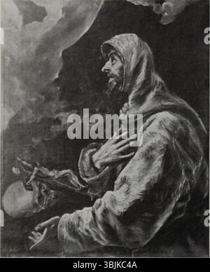 *Der Heilige Franziskus in Ekstase* von El Greco, gemalt um 1610, zeigt den Heiligen Franziskus von Assisi, der spirituelle Ekstase erlebt. Das Öl auf Leinwand fängt die intensive religiöse Vision des heiligen ein und zeigt seine Stigmata auf dramatische und emotionale Weise. Stockfoto