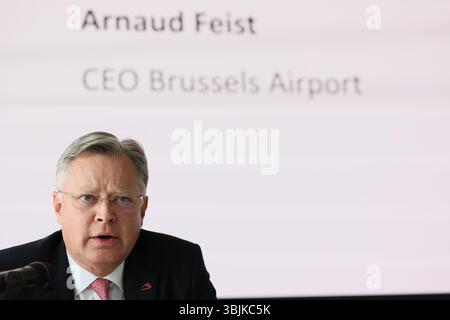Zaventem, Belgien. Juni 2025. Arnaud Feist, CEO des Flughafens Brüssel, wurde am Montag, den 16. Juni 2025, bei der Vorstellung des Sommerplans der Luftfahrtpolizei am Flughafen Brüssel in Zaventem dargestellt. BELGA FOTO BENOIT DOPPAGNE Credit: Belga News Agency/Alamy Live News Stockfoto