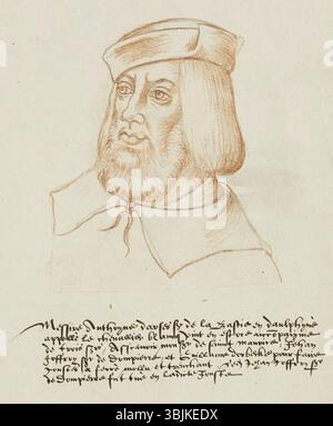 Dieses Porträt stellt Antoine d’Ars dar, Herr von La Batie im 16. Jahrhundert, gemalt um 1570 von Jacques Le Boucq als Teil der Sammlung kopierter Porträts von Receuil d’Arras. Stockfoto