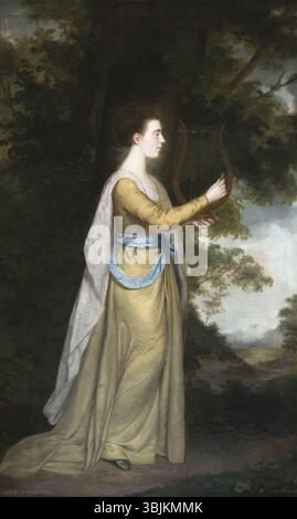 Bell, William; Elizabeth Delaval (1757–1785), später Lady Audley, Playing a Lyre in a Landscape; National Trust, Seaton Delaval; http://www.artuk.org/artworks/elizabeth-delaval-17571785-later-lady-audley-playing-a-lyre-in-a-landscape-170893 Stockfoto