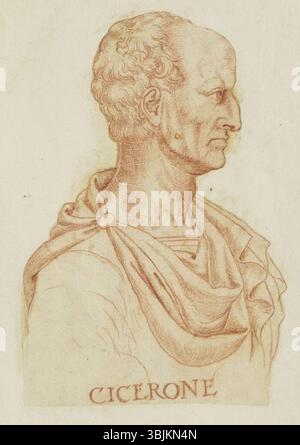 Ein Porträt des römischen Politikers Cicero aus dem 16. Jahrhundert, das Jacques Le Boucq um 1570 schuf. Das Stück ist Teil der Sammlung von historischen Porträts „Receuil d'Arras“. Stockfoto