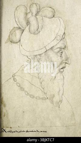 Dieses Porträt zeigt Antonio de Leiva, Gouverneur von Mailand im 16. Jahrhundert, gemalt um 1570 von Jacques Le Boucq als Teil der Sammlung von kopierten Porträts. Stockfoto