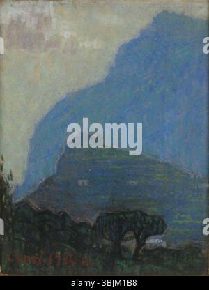 „Capri“, ein Pastellgemälde von Amts Laikmaa aus dem Jahr 1912, präsentiert eine lebendige Szene der italienischen Insel Capri. Der Künstler fängt die Atmosphäre und die natürliche Schönheit der Insel in sanften Tönen und zarten Streichungen ein. Stockfoto