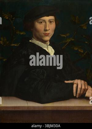 Hans Holbein des Jüngeren Porträt von Derich Born aus dem Jahr 1533 zeigt das Thema in formaler Kleidung. Das Öl auf der Platte spiegelt den Status und den Reichtum der Born im Europa des 16. Jahrhunderts wider. Stockfoto