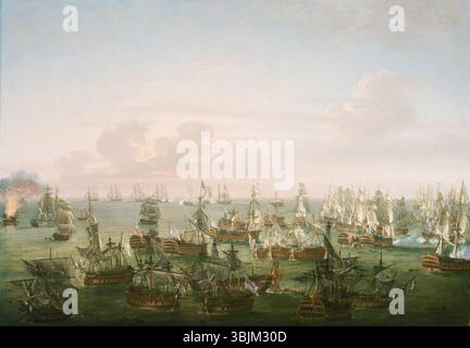 Pocock, Nicholas; die Schlacht von Trafalgar, 21. Oktober 1805: Ende der Aktion; National Maritime Museum; http://www.artuk.org/artworks/the-battle-of-trafalgar-21-october-1805-end-of-the-action-175342 Stockfoto