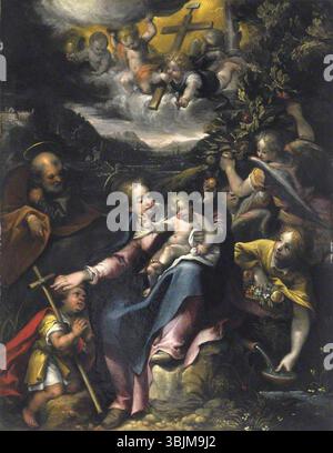 Calvaert, Denys; The Holy Family with the Infant Saint John the Baptist in a Landscape; National Galleries of Scotland; http://www.artuk.org/artworks/the-holy-family-with-the-infant-saint-john-the-baptist-in-a-landscape-209853 Stockfoto