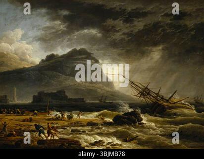 Vernet, Claude-Joseph; Mittag: Ein Schiff auf der Küste, in einem Sturm gescheitert; National Trust, Uppark; http://www.artuk.org/artworks/midday-a-ship-offshore-foundering-in-a-storm-220276 Stockfoto