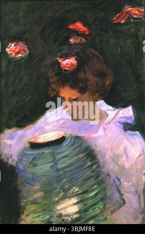 „Study for ‚Carnation, Lily, Lily, Rose“ von John Singer Sargent, 1885, ist ein Ölgemälde auf Leinwand, das als Vorstudie für sein berühmtes Werk diente. Er zeigt seinen detaillierten Ansatz zur Darstellung von Licht, Farbe und Figur. Stockfoto