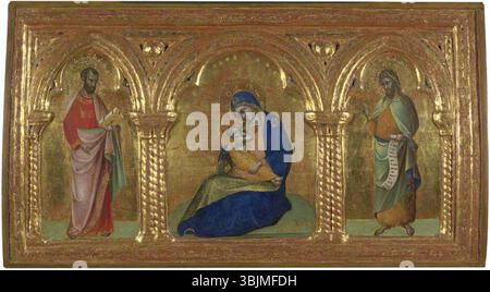 Lorenzo Veneziano; Madonna der Demut mit den Heiligen Mark und Johannes dem Täufer; National Gallery, London; http://www.artuk.org/artworks/the-madonna-of-humility-with-saints-mark-and-john-the-baptist-115724 Stockfoto