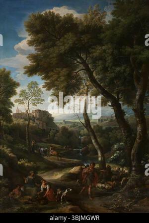 Van Bloemen, Jan Frans; Pastoral Landscape; National Trust, Kedleston Hall and Eastern Museum; http://www.artuk.org/artworks/pastoral-landscape-172186 Stockfoto