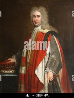 Kneller, Godfrey; Sir John Brownlow (ca. 1692–1754), 5. BT, später 1. Viscount Tyrconnel; National Trust, Erddig; http://www.artuk.org/artworks/sir-john-brownlow-c-16921754-5th-bt-later-1st-viscount-tyrconnel-100052 Stockfoto
