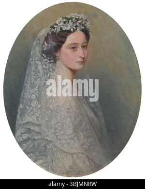 Georg Koberweins Porträt der Prinzessin Alice, Großherzogin von Hessen (1862), zeigt die Prinzessin in einem formalen Rahmen. Das Öl auf Leinwand unterstreicht ihre königliche Eleganz und würdevolle Präsenz. Stockfoto