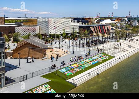 Malerischer Blick vom Grand Ring of the World Expo 2025 in Osaka, Kansai, Japan Stockfoto