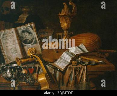 Collier, Edwaert; Stilleben mit einem Band von Withers Emblemen; Tate; http://www.artuk.org/artworks/still-life-with-a-volume-of-withers-emblemes-198258 Stockfoto