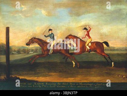 Roper, Richard; das Spiel zwischen Aaron und Driver in Maidenhead, August 1754: Fahrer gewinnt den dritten Heat; Tate; http://www.artuk.org/artworks/the-match-between-aaron-and-driver-at-maidenhead-aug-1754-driver-winning-the-third-heat-201557 Stockfoto