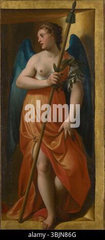 Alessandro Turchis Gemälde Tugend aus dem Jahr 1606 repräsentiert die allegorische Figur der Tugend und veranschaulicht moralische Exzellenz durch symbolische Bilder, die mit der italienischen Barockkunst des frühen 17. Jahrhunderts in Einklang stehen. Stockfoto