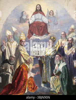 Öl-auf-Leinwand-Studie (1897–1898) von Ivana Kobilca für ein Fresko über dem rechten Seitenaltar in der Kirche der Heiligen Kyrill und Methodius in Sarajevo. Stockfoto