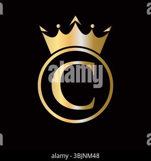 Krone Logo auf Buchstabe C Konzept mit Krone Icon Vektor Vorlage für Schönheit, Schmuck, Mode, elegantes Symbol Stock Vektor