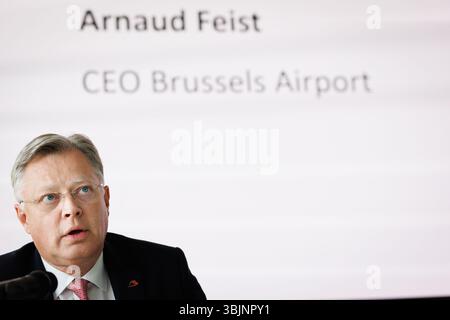 Zaventem, Belgien. Juni 2025. Arnaud Feist, CEO des Flughafens Brüssel, wurde am Montag, den 16. Juni 2025, bei der Vorstellung des Sommerplans der Luftfahrtpolizei am Flughafen Brüssel in Zaventem dargestellt. BELGA FOTO BENOIT DOPPAGNE Credit: Belga News Agency/Alamy Live News Stockfoto