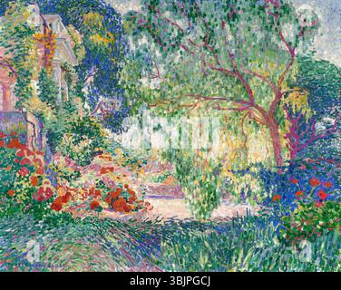 Henri-Edmond Cross's Gemälde „Le Faux Poivrier“ (Provence) aus dem Jahr 1907 zeigt die pulsierende Landschaft der Provence und verwendet Farben und Pinselstriche, um die natürliche Schönheit und das Licht der Region zu wecken. Stockfoto