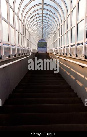 Tunnel mit Treppe nach unten Stockfoto