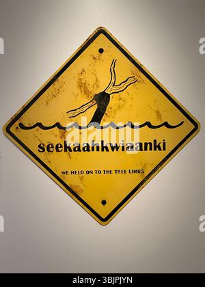 Miami Wörter auf einem Schild, Eiteljorg Museum of American Indians and Western Art, Indianapolis, Indiana, USA Stockfoto
