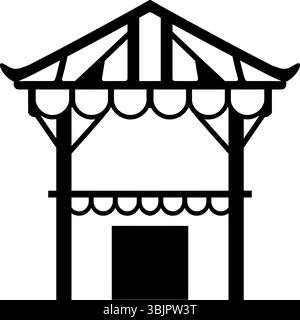 Simple Black Kiosk Icon - Marktplatz Und Einzelhandelsständer Vektor Stock Vektor