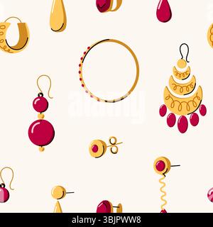 Goldene Ohrringe nahtloses Muster Stock Vektor