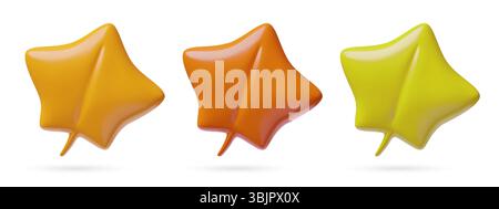 3D Herbst Ahornblätter Set moderne Hochglanz Kunststoff nette dreidimensionale Vektor Elemente Sammlung Stock Vektor