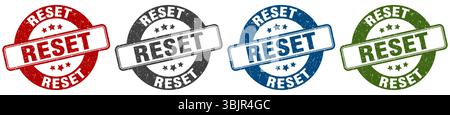 Stempel zurücksetzen. Setzen Sie den Stempelsatz auf weißem Hintergrund zurück Stock Vektor