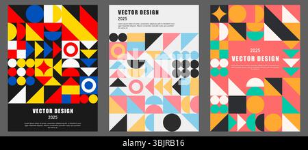 Buntes Posterset. Moderner abstrakter Werbeflyer Hintergrund. Vektorabbildung EPS10 Stock Vektor