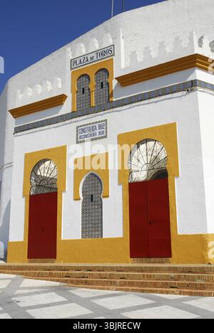 Stierkampfarena Plaza de Toros de Ayamonte, Costa De La Luz, Huelva, Andalusien, Andalusien, Spanien, Europa Stockfoto