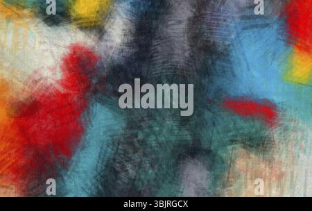 Abstrakte Pinselstriche Farbmischung Vorlagenhintergrund, angewendete Leinwandtextur Stockfoto