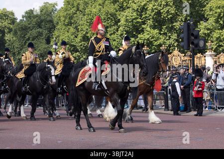 Mounted Blues and Royals Household Cavalry Officer Trooping the Colour Color the Mall Westminster London 2025 Stockfoto