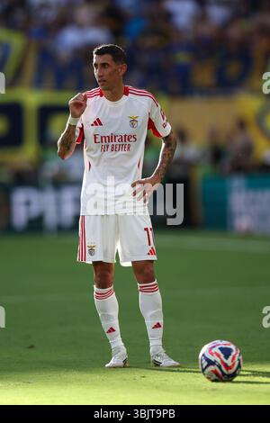 MIAMI, USA - 16. Juni 2025: Angel Di Maria von SL Benfica während des Spiels der FIFA Club-Weltmeisterschaft Gruppe C zwischen CA Boca Juniors und SL Benfica im Hard Rock Stadium (Foto: Craig Mercer/ Alamy Live News) Stockfoto