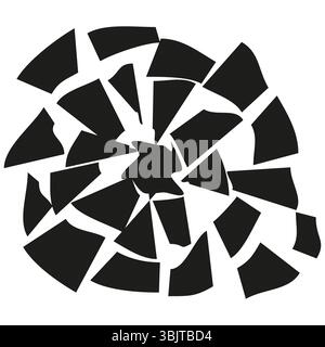 Zersplitterte Glasfragmente. Zerlegte geometrische Formen. Abstrakte gebrochene Textur. Dynamisches Vektormuster. Stock Vektor