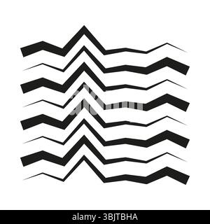 Symbol für Wellenlinien. Schwarze Zickzackform. Abstrakte Wellenform. Weißer Vektor-Hintergrund. Stock Vektor