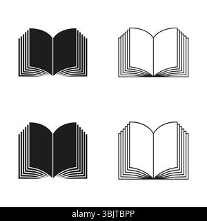 Symbol „Buch öffnen“. Formsatz wird gelesen. Wissenssymbolvektor. Abstrakte Papierform. Stock Vektor