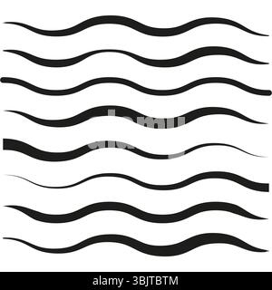 Symbol für Wellenlinie. Abstrakte Vektorbewegung. Symbol für Wasserwelligkeit. Gleichmäßiger Fluss. Stock Vektor