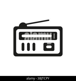 Symbolform des Funkgeräts. Rundfunksignalkasten. Vektor-Audio-Symbol. Schwarzes Tuner-Design. Stock Vektor