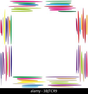 Farbkonturrahmen. Abstrakter linearer Rahmen. Mehrfarbiges Umrissdesign. Quadratische Vektorform. Stock Vektor