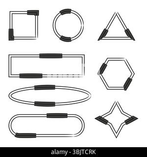Geometrische Konturformen. Lineare Formularsammlung. Vektorsymbolsatz. Abstrakte Designelemente. Stock Vektor