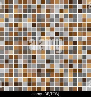 Farbige quadratische Kacheln. Raster mit Mosaikmuster. Geometrische Vektorstruktur. Farbpalette Braun Grau. Stock Vektor