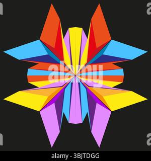 Sternblume Symbol. Helles Blütenblatt-Muster. Farbenfrohe Radialform. Vektor-Blumenform. Stock Vektor
