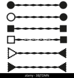 Symbol für gepunktete Pfeile. Stufenzeiger-Zeichen. Verknüpfungen der Prozessrichtung. Pfad des Vektorpfeils. Stock Vektor